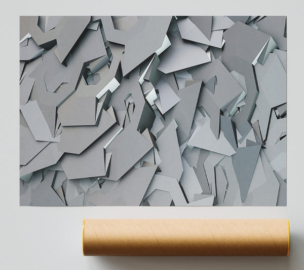 Silver Geometric Chaos Poster