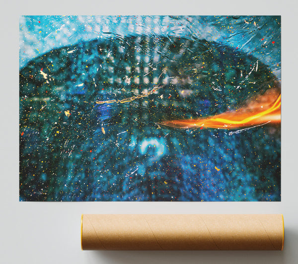 Teal Cosmic Fire Poster