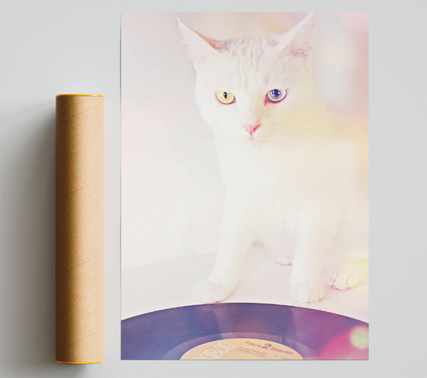 Pink Cat Vinyl Print