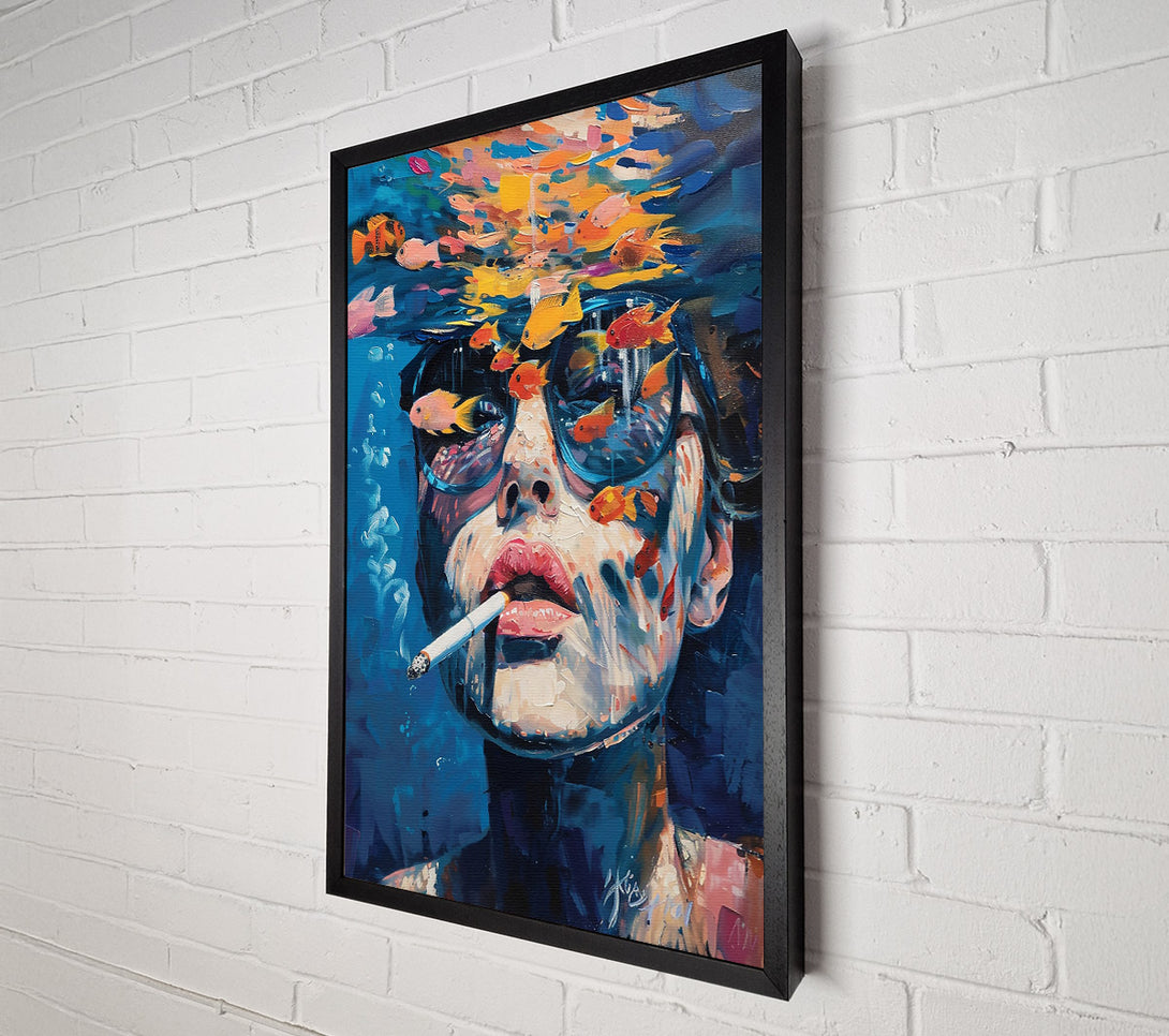  A Canvas Print of Blue Fish Smoke Canvas Art