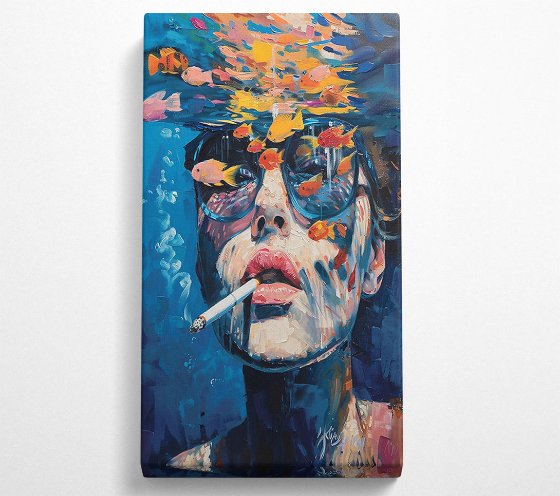  A Canvas Print of Blue Fish Smoke Canvas Art
