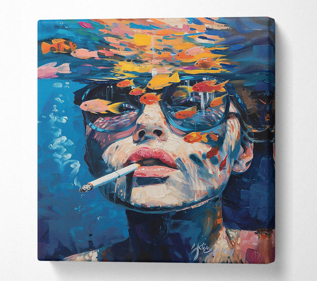  A Canvas Print of Blue Fish Smoke Canvas Art