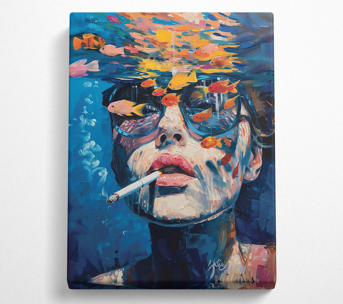  A Canvas Print of Blue Fish Smoke Canvas Art