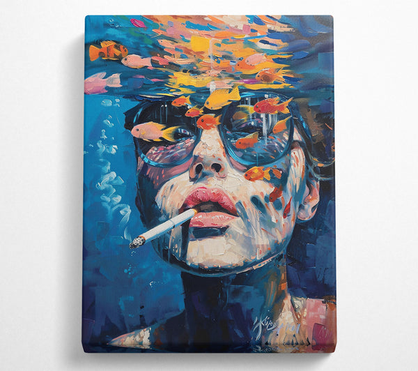  A Canvas Print of Blue Fish Smoke Canvas Art