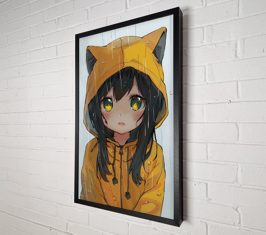  A Canvas Print of Golden Raincoat Girl Canvas Print