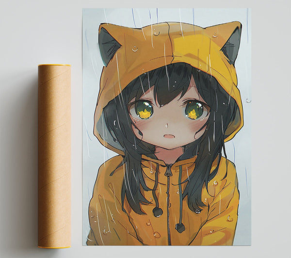 Golden Raincoat Girl Giclee Print