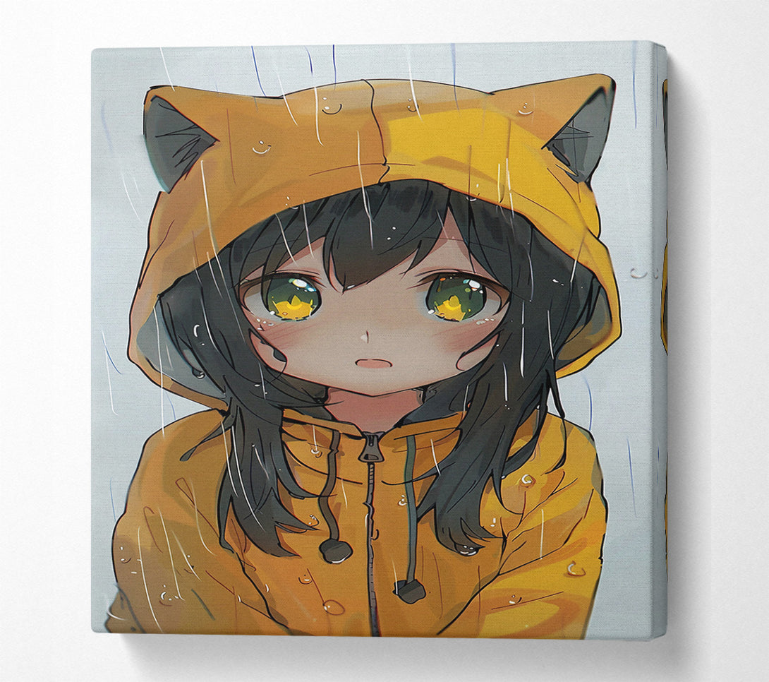  A Canvas Print of Golden Raincoat Girl Canvas Print