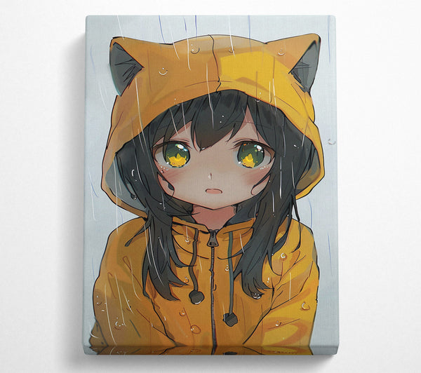  A Canvas Print of Golden Raincoat Girl Canvas Print
