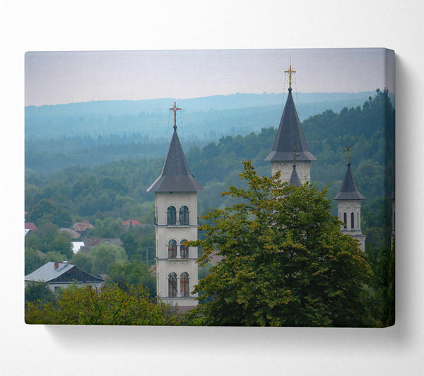  A Canvas Print of Blue Haze Steeples Canvas Print
