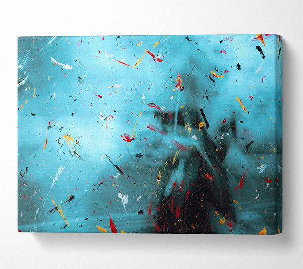  A Canvas Print of Teal Flecks Of Color Canvas Wall Art