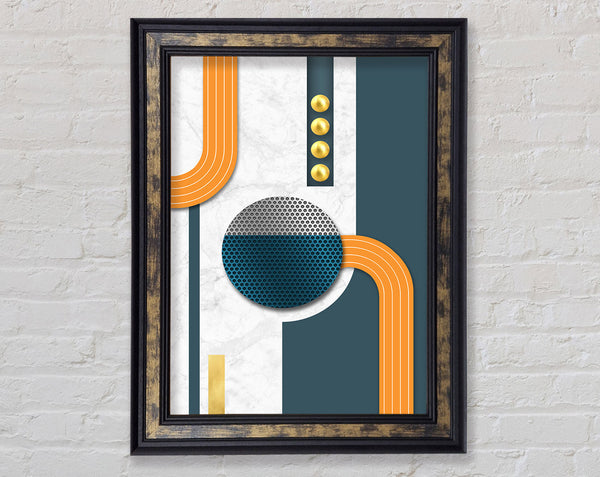 Blue Abstract With Shapes Framed Print