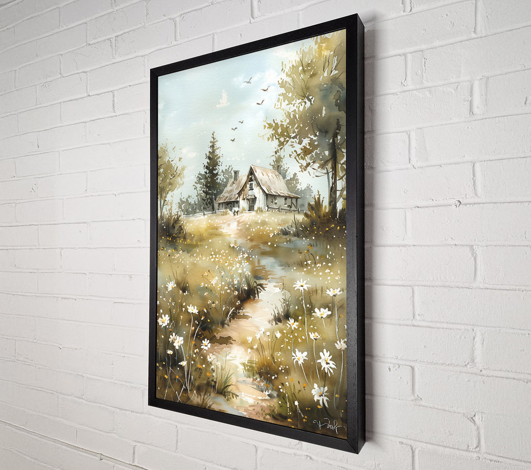  A Canvas Print of Golden Meadow Cottage Canvas Art