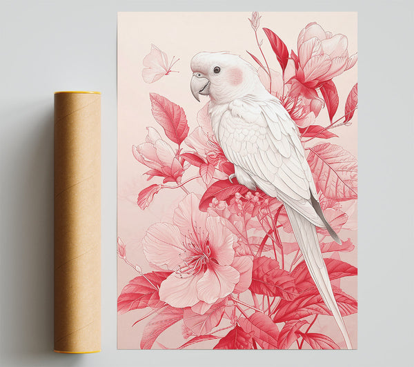 Crimson Bloom & Feather Poster