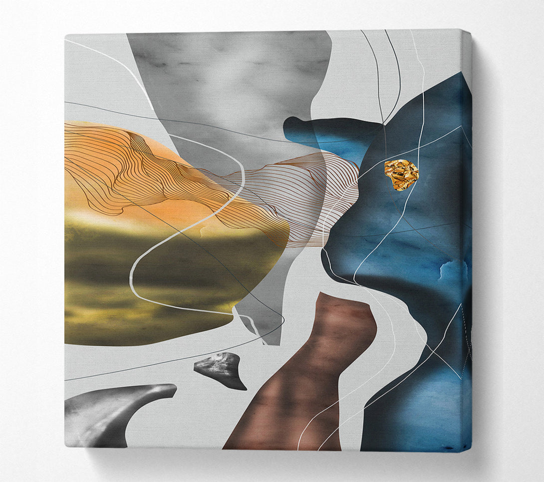 A Canvas Print of Blue And Gold Abstract Canvas Art