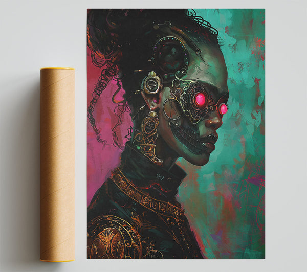 Crimson Cybernetic Gaze Poster