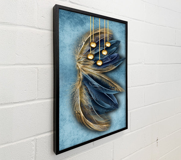 Blue And Gold Abstract Feathers