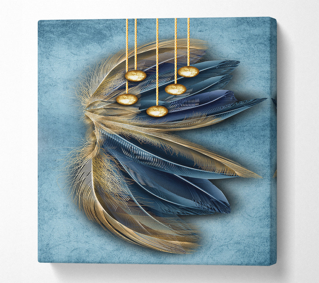  A Canvas Print of Blue And Gold Abstract Feathers Canvas Print