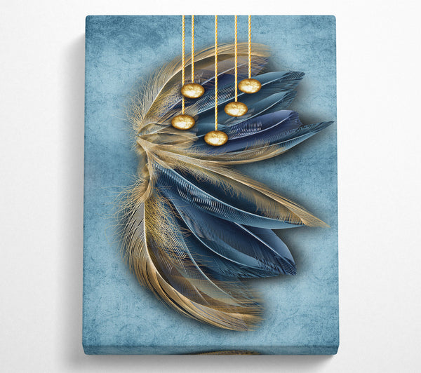  A Canvas Print of Blue And Gold Abstract Feathers Canvas Print