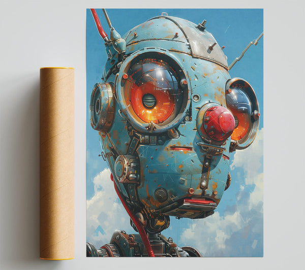 Azure Rusty Bot Print