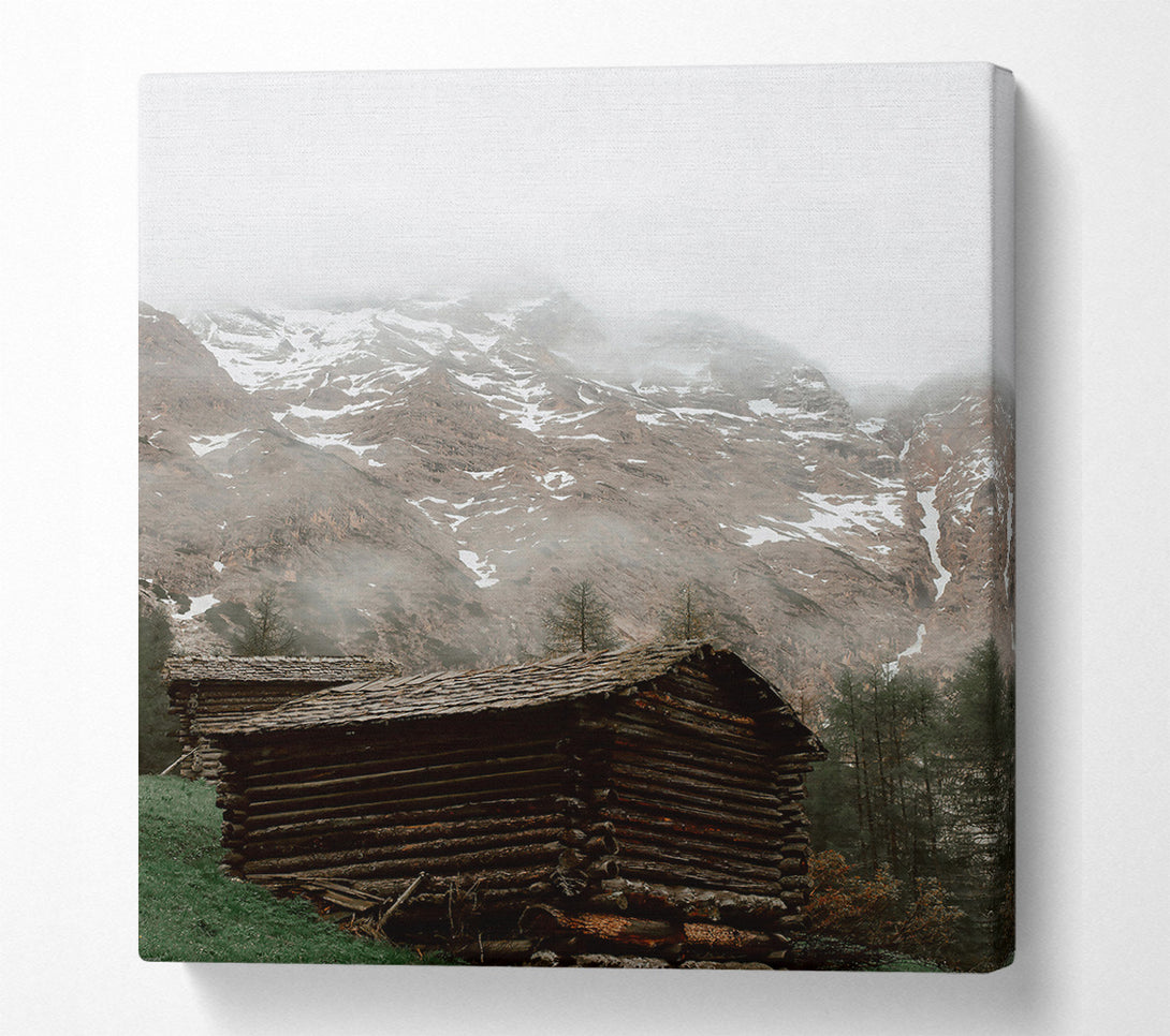  A Canvas Print of Brown Cabin In The Mist Canvas Art
