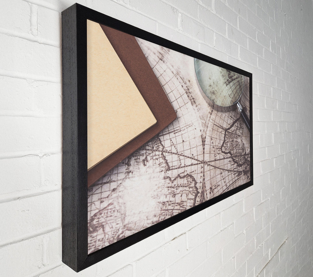  A Canvas Print of Pale Brown Map Exploration Canvas Art