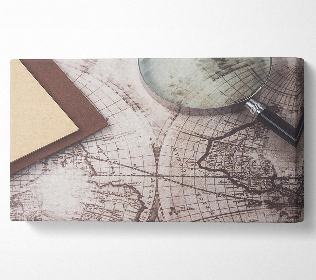  A Canvas Print of Pale Brown Map Exploration Canvas Art