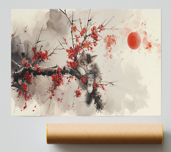 Crimson Catnap Print