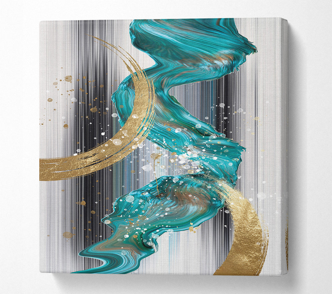  A Canvas Print of Blue And Gold Abstract Lines Canvas Art