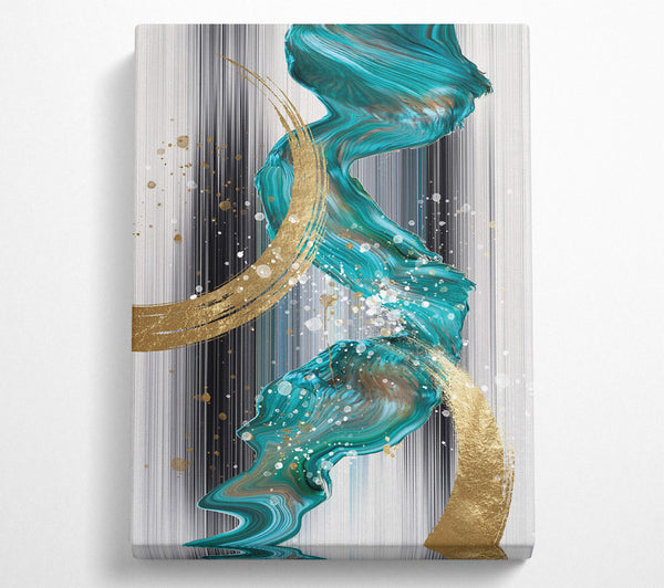  A Canvas Print of Blue And Gold Abstract Lines Canvas Art