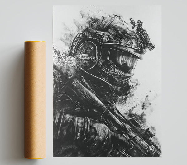 Black And White Combat Poster
