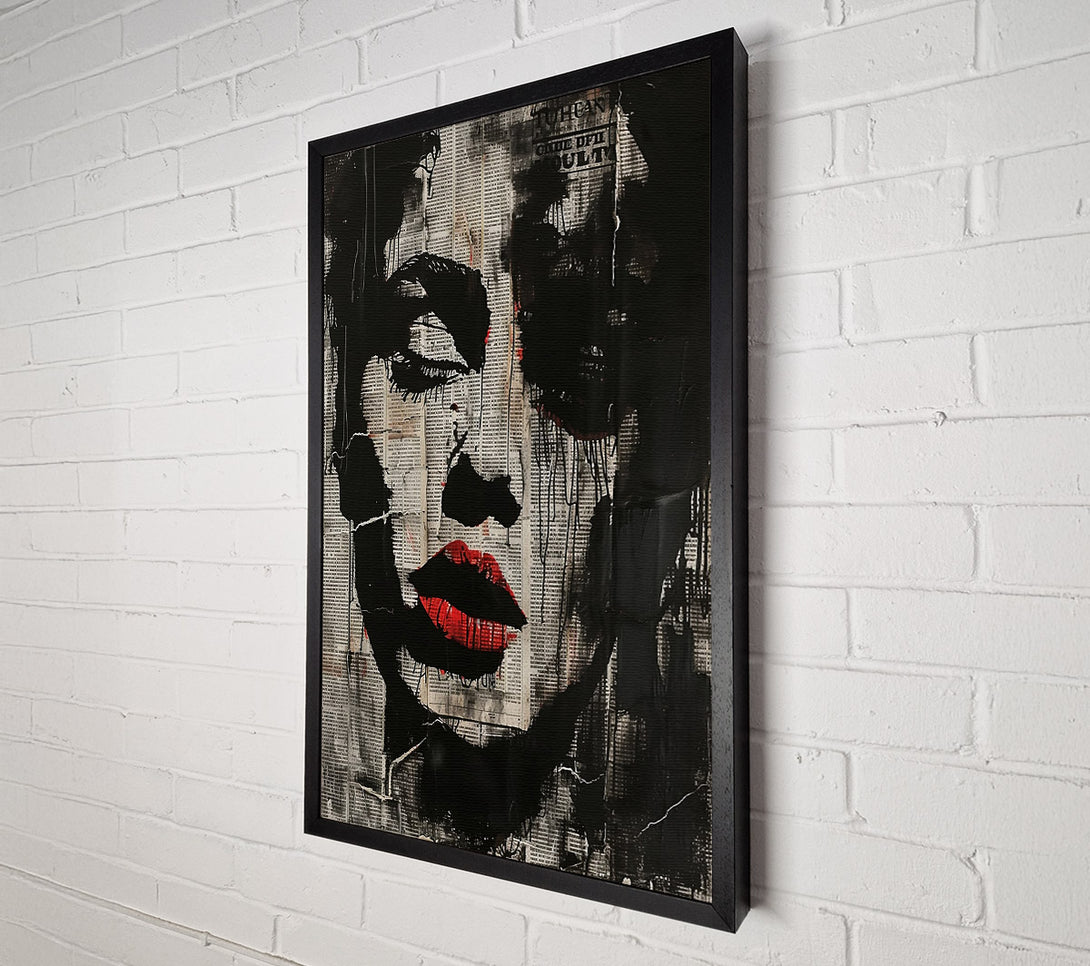  A Canvas Print of Crimson Face On Black Canvas Wall Art