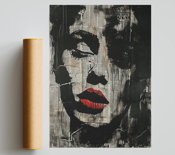 Crimson Face On Black Giclee Print