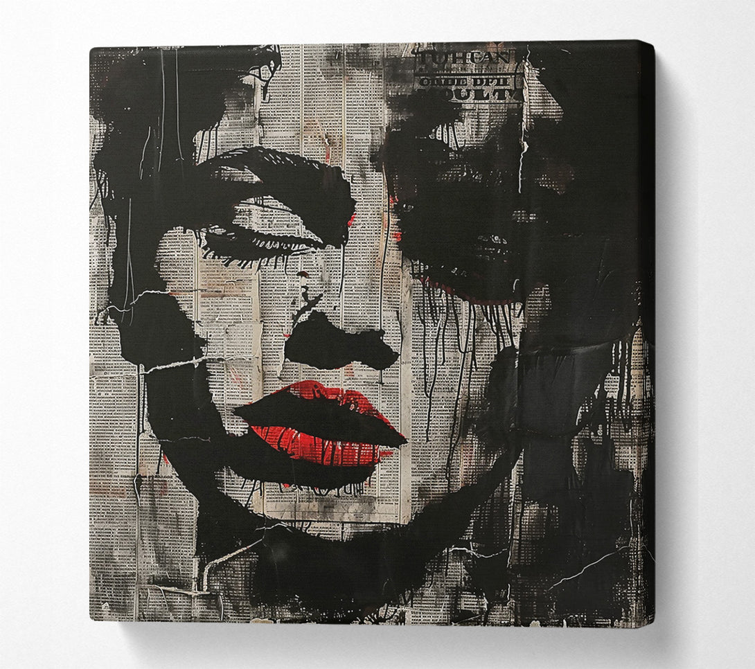  A Canvas Print of Crimson Face On Black Canvas Wall Art