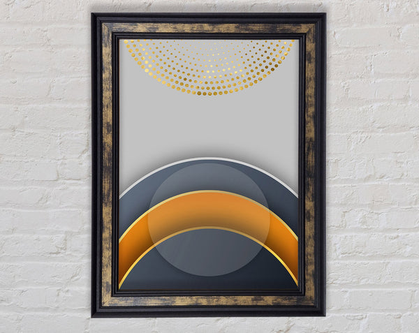 Blue And Gold Arches Framed Print