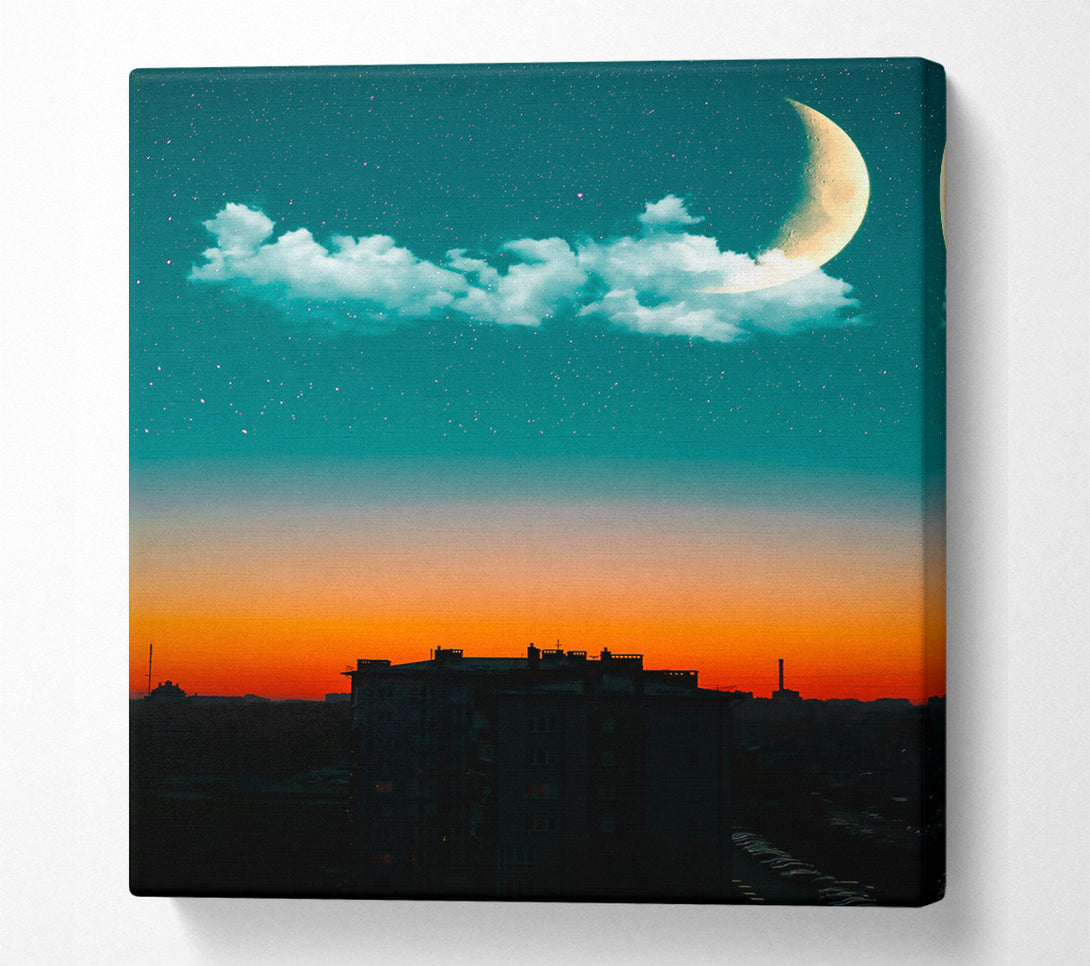  A Canvas Print of Teal Skies And City Lights Canvas Art