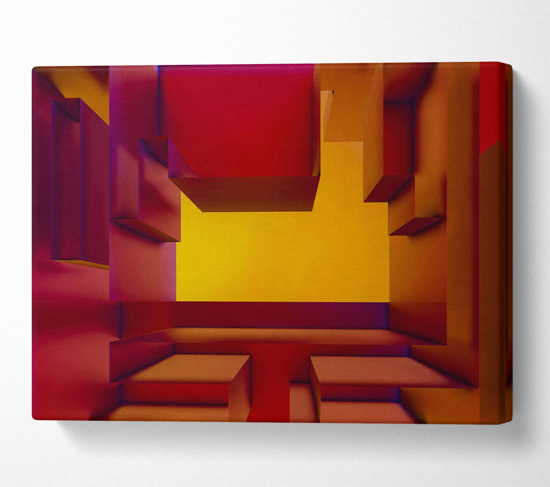  A Canvas Print of Crimson Geometric Escape Canvas Wall Art