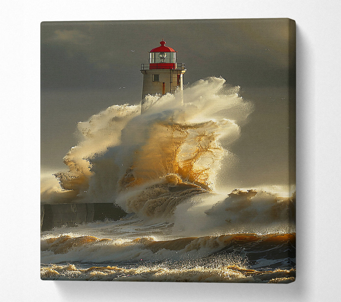  A Canvas Print of Golden Lighthouse Fury Canvas Wall Art