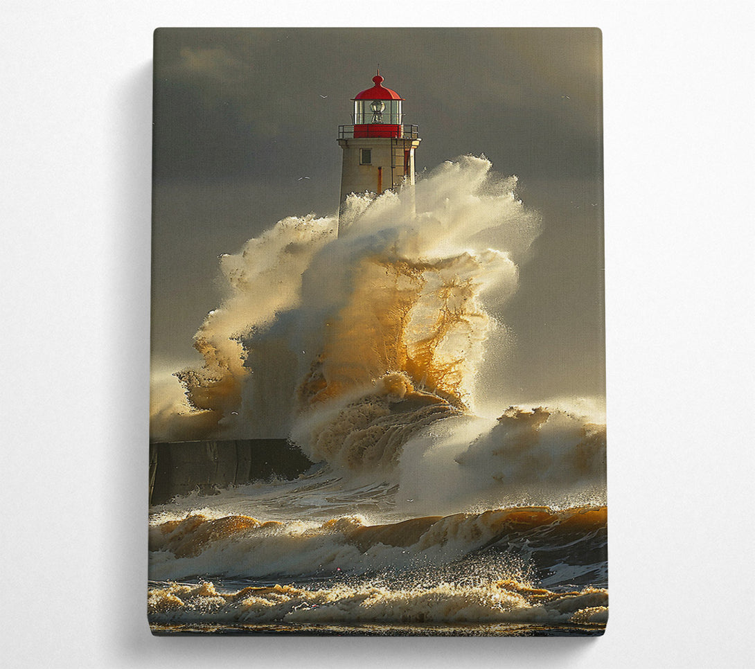  A Canvas Print of Golden Lighthouse Fury Canvas Wall Art