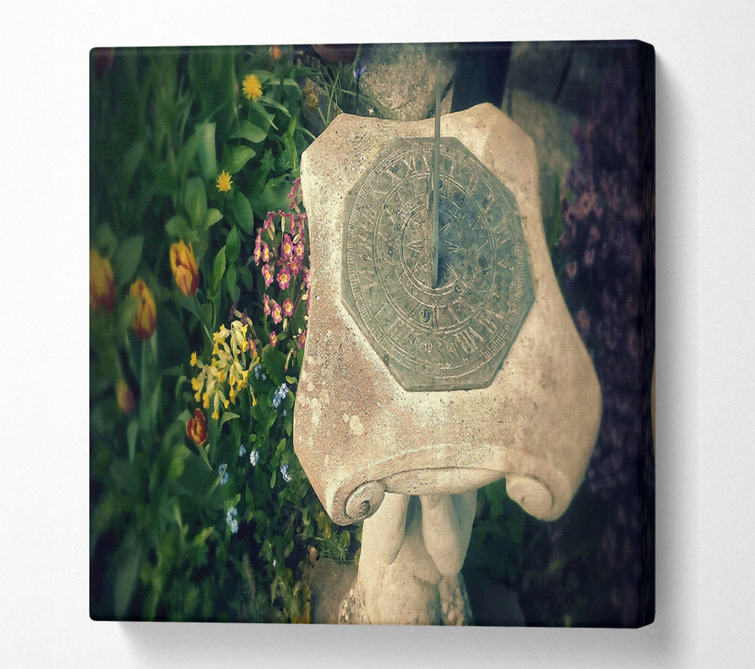  A Canvas Print of Stone Garden Sundial Canvas Wall Art