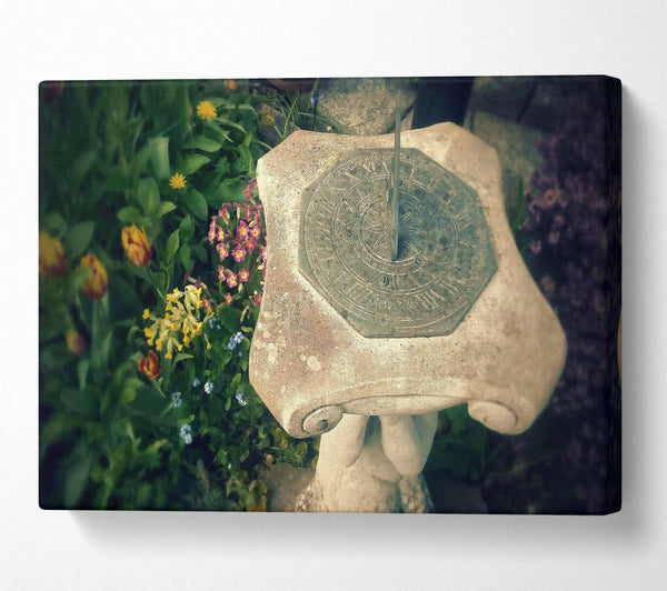  A Canvas Print of Stone Garden Sundial Canvas Wall Art