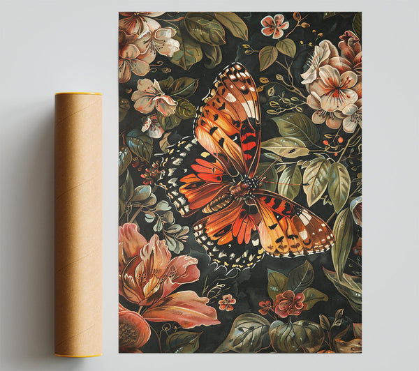 Orange Bloom Butterfly Giclee Print