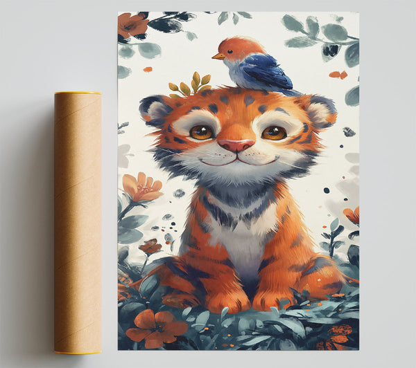 Orange Tiger Cub Friend Giclee Print