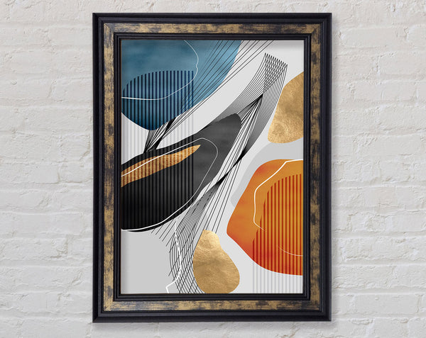 Blue And Orange Lines Framed Print