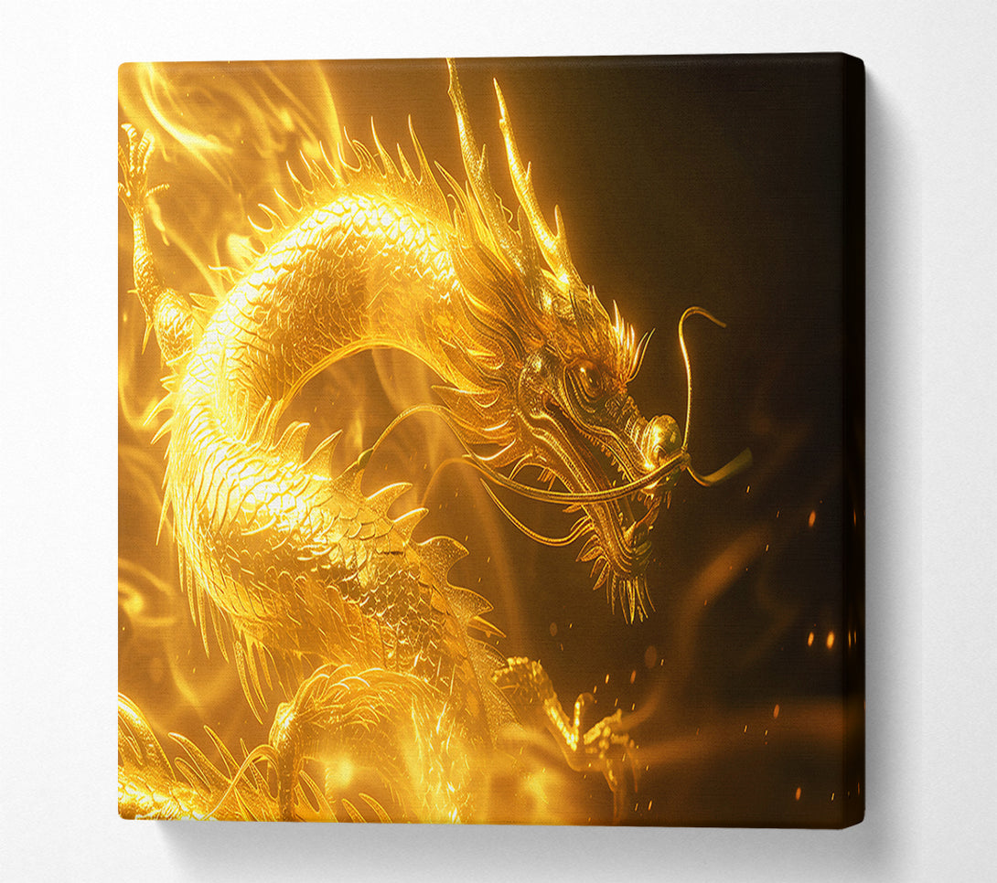  A Canvas Print of Golden Dragon'S Fury Canvas Wall Art