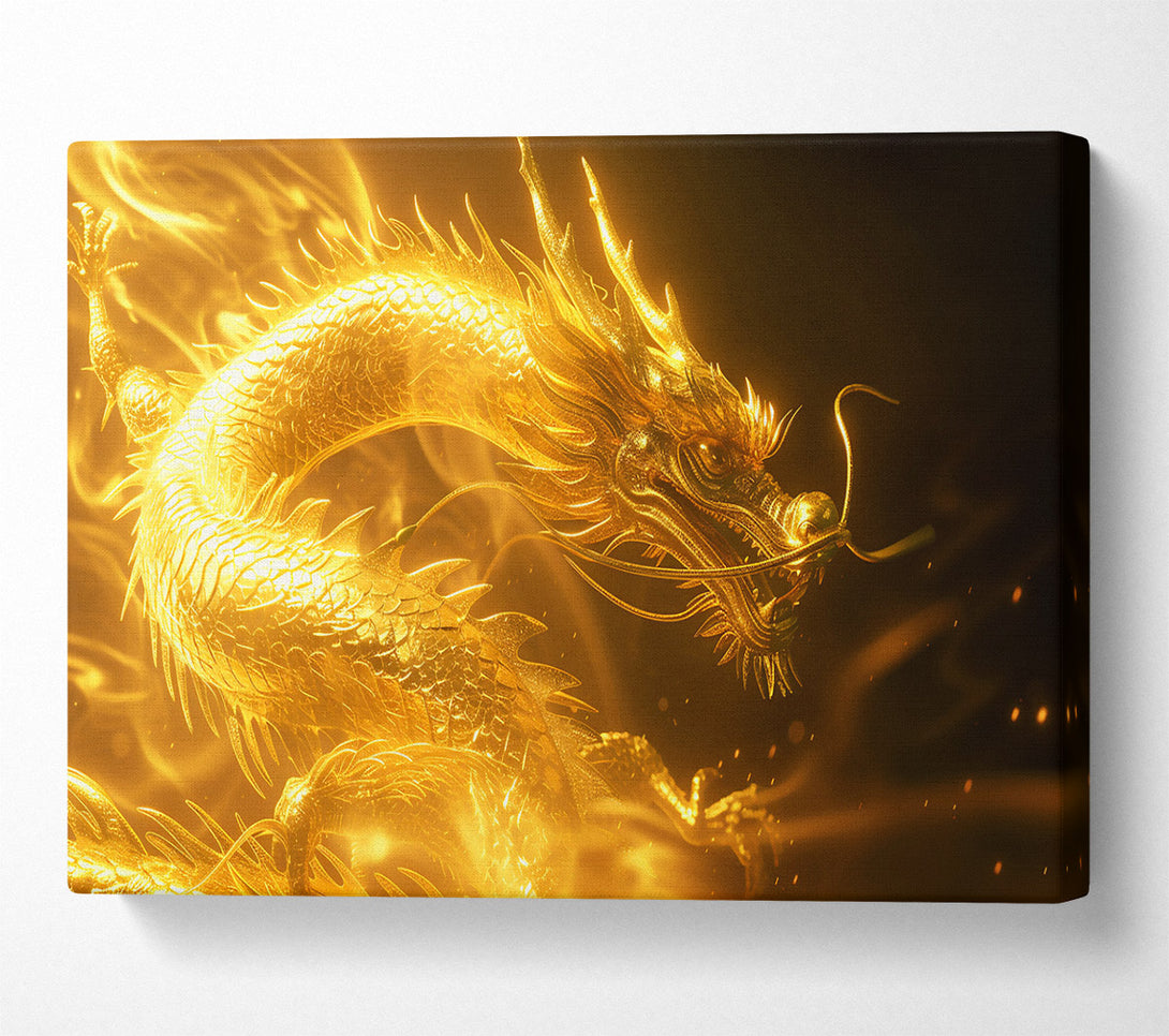  A Canvas Print of Golden Dragon'S Fury Canvas Wall Art