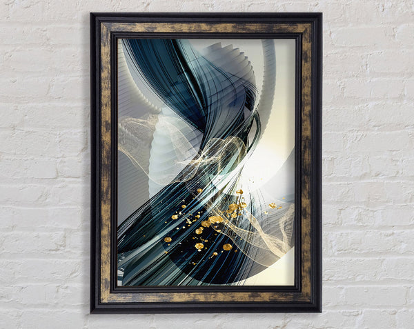 Blue And Walnut Abstract Framed Print