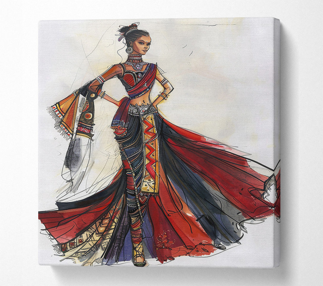  A Canvas Print of Crimson And Gold Elegance Canvas Wall Art
