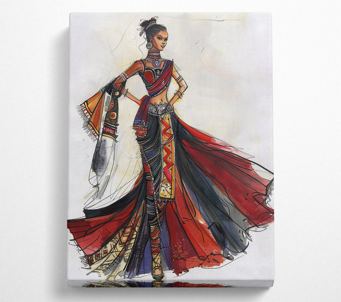  A Canvas Print of Crimson And Gold Elegance Canvas Wall Art