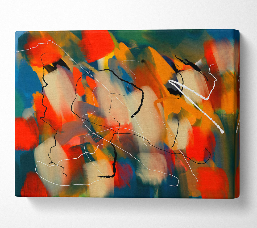  A Canvas Print of Orange Abstract Strokes Canvas Wall Art