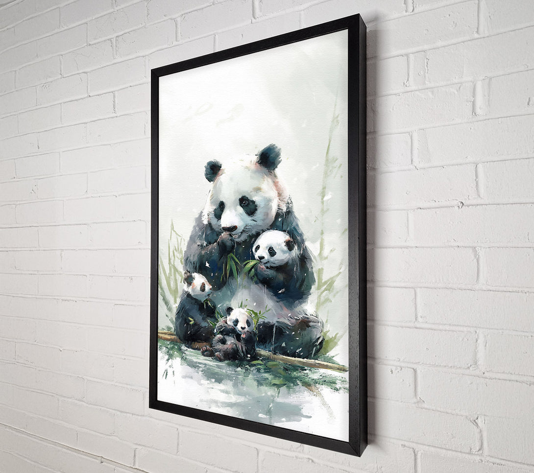  A Canvas Print of White Panda Family Feasting Canvas Wall Art